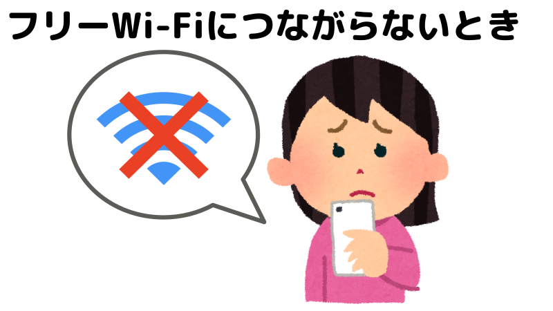 フリーWi-Fiがつながらなくて困っているイメージイラスト